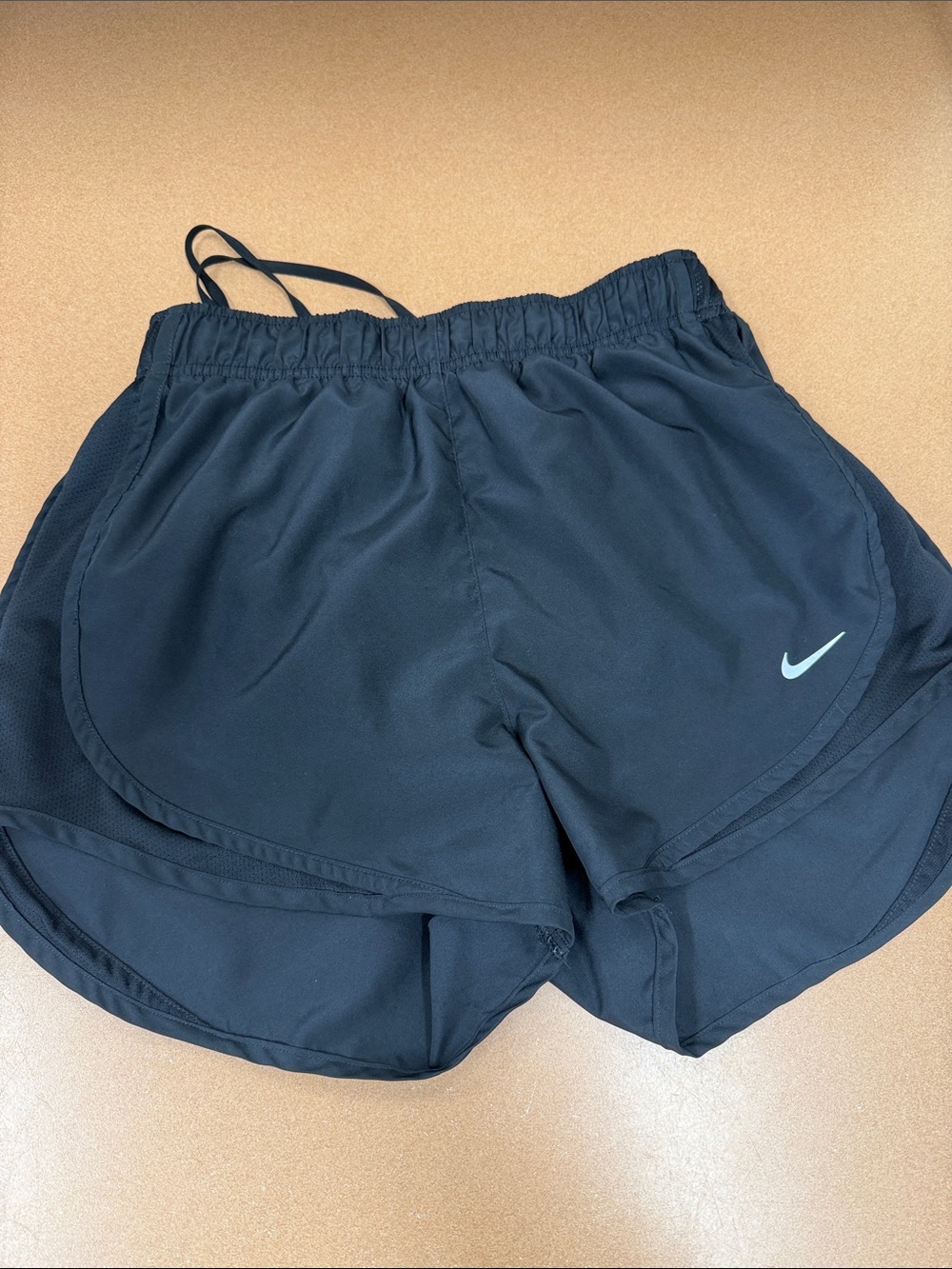 Nike Women’s Black Athletic Shorts with White Swoosh